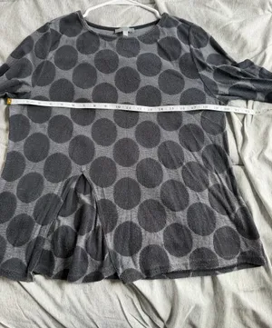 Habitat Top Womens Large Gray Polka Dot 3/4 Sleeve Knit Artsy Art To Wear FLAW thumbnail 7