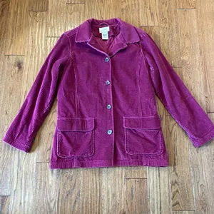 L.L. Bean pink corduroy lined jacket size medium thumbnail 3