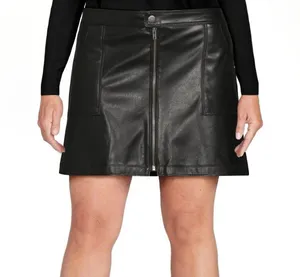 Faux Leather Zip Front Skirt thumbnail 2