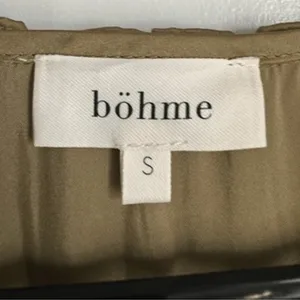 BOHME Womens green satiny tiered long ruffled midi dress sz S prairie cottage thumbnail 5