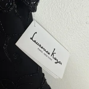 Laurence Kazar Beaded Silk Blouse Womens Small Black Short Sleeve Evening Top thumbnail 6