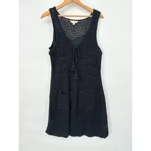 Lucky Brand Crochet Baja Tunic Tank Dress Size Large Tassel Boho Grunge Festival thumbnail 2