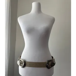 Taupe Double Silver Buckle Elasticized Back Belt thumbnail 2