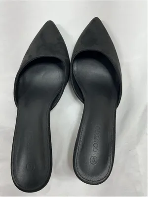 Womans Excellent Coutgo Slip On Mules 9 Black Pointed Toe Kitten Heel thumbnail 5