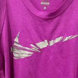 Nike Women's Magenta Tank Top with Metallic Logo thumbnail 4