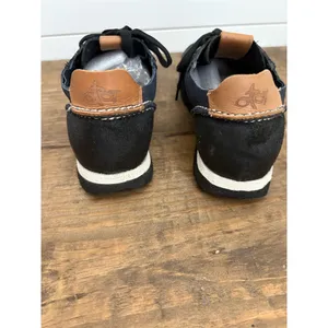OTBT Unisex Black Leather Suede‎ Sneakers Size 6.5 Casual Retro Chic thumbnail 4