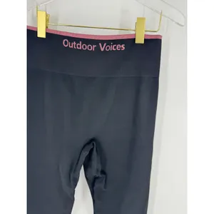 Outdoor Voices Seamless Ribbed Leggings Black Pink Logo High Waist‎ Medium thumbnail 5