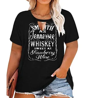 Zeagoo Smooth As Tennessee Whiskey Keyhole Sexy VNeck Country Music Graphic Tee thumbnail 1