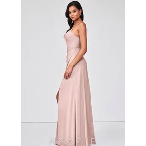 ✨Azazie Eilish Stretch Dusty Rose A-Line Pleated Stretch Chiffon Sz A2 Dress✨ thumbnail 2