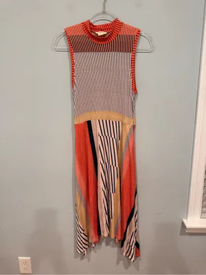 Anthropologie Maeve Cleary Striped Mock Neck Jersey Midi Dress S thumbnail 2