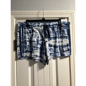 Lucky Brand Lounge Shorts Womens Large Blue Tie Dye Drawstring Athletic Stripe‎ thumbnail 2