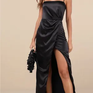 Lulu's Black Strapless Ruched Maxi Dress thumbnail 2