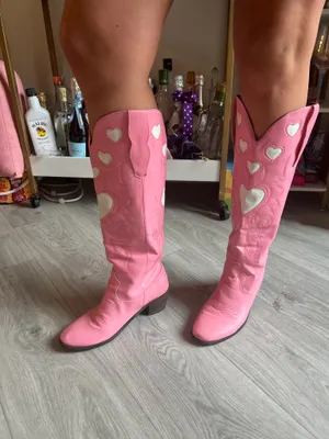 Boutique Pink Heart Cowboy Boots thumbnail 2