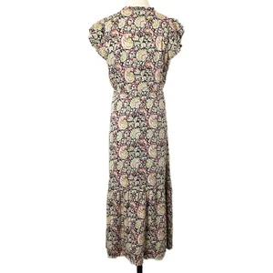 Emerson Fry Love Tòmas Modal Maxi Dress Pink Paisley Hand Block Print Size Small thumbnail 5