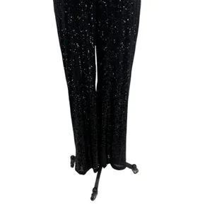 Ieena for Mac Duggal Jumpsuit 26691 Sequin Cut Out Wide Leg‎ Black Size 4 thumbnail 6