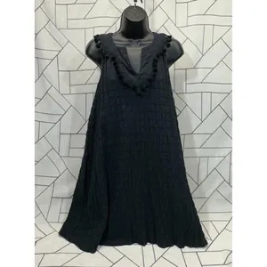 Vineyard Vines Smocked Ruffle Textured‎ Sleeveless Dress Black Womens Size Small thumbnail 5