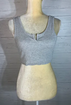 gray ribbed crop top size M thumbnail 1