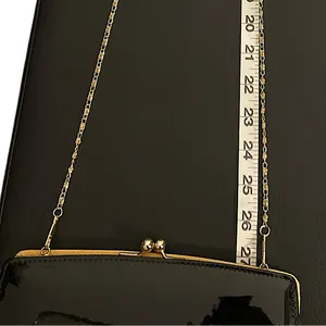 NWOT•Evening Bag•Clutch•Faux Black Patent Leather•Vintage Style Kiss Lock •Chain thumbnail 10