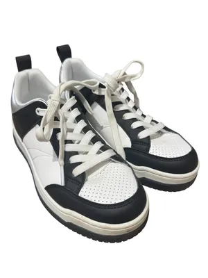 STEVE MADDEN Renegade Leather Sneakers 7 Black/White/Silver EUC thumbnail 2