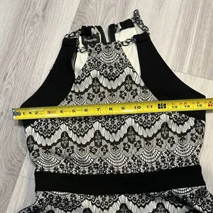 Bebe‎ stretch Black and White Lace Halter Dress thumbnail 5