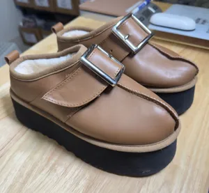 UGG Opening Ceremony Platform Clog Mule Shoes‎ Brown Shearling Lined Buckle 9 thumbnail 1