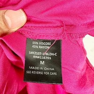 Karlie Solid Smock Neck Midi Dress Size Medium Pink Magenta NEW Satin Thigh Slit thumbnail 15