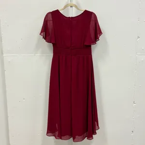 NWT Ever Pretty Burgundy High-Low Chiffon Flutter Sleeve Midi Dress‎ Size 6 thumbnail 2