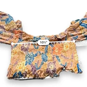 Urban Outfitters Beige Multicolor Tropical Floral Print Cropped‎ Top Size S thumbnail 5