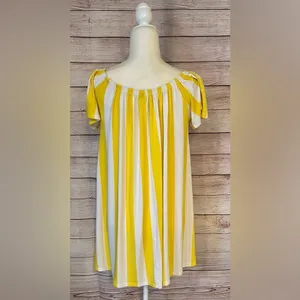 ASOS Yellow and White Striped Short Sleeve Relaxed Fit Midi Dress size 4 thumbnail 4