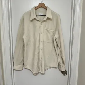 TNA‎ | Women's Oversized Fleece Button Up Polar Shirt Jacket, Whisper White, XL thumbnail 4