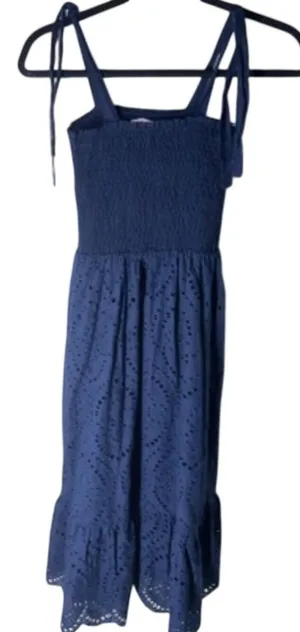 Pink Lily Navy Blue Eyelet Smocked Sundress Midi S Coquette thumbnail 1