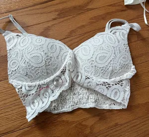 PINK Victoria's Secret White Lace Longline Bralette thumbnail 1