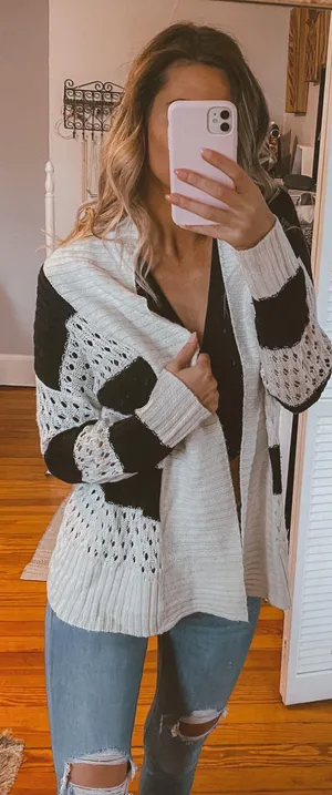 Black And White Striped Cardigan thumbnail 1