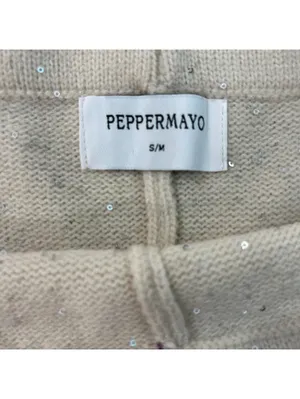 Peppermayo Sequin Sparkle Knit Lounge Shorts Cream S/M Cozy Soft Festival thumbnail 3