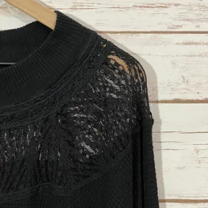 Free People Spring Valley Lace Trim Tunic Top - Black - Small thumbnail 5