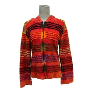 India Boutique Multi Color Women’s size M/L front zipper Rust hoodie Jacket thumbnail 2