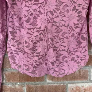 Intimately Free People Long Distance Floral Lace Shirt Women’s Large Pink Angel thumbnail 10