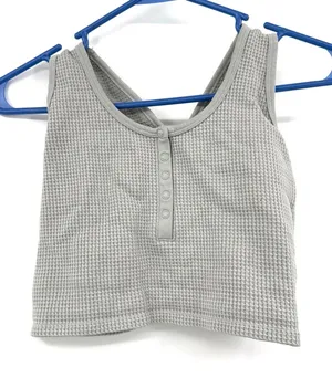 Offline by Aerie Size XL‎ Gray Waffle Knit Pullover Bra Crop Top Snap Front thumbnail 1