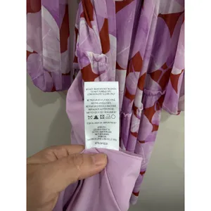 Hutch Purple Red Botanical Leaf Print Wrap Maxi Dress Long Balloon‎ Sleeve L thumbnail 8