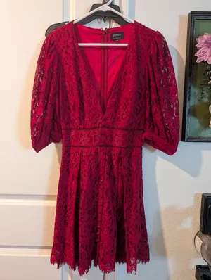 Bardot Red Lace Mini Dress thumbnail 1
