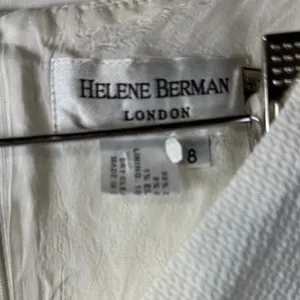 Helene Berman London White Textured 8 Pique V-Neck Gold Button Sheath Dress 8‎ thumbnail 8