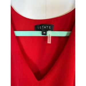 1.STATE Dress Womens M Red V-Neck Tiered Ruffle Midi Party Cocktail thumbnail 6