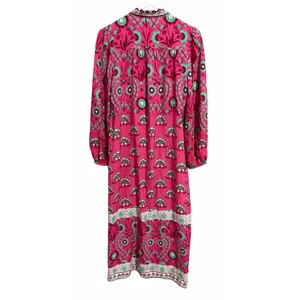 Celina‎ Moon Rose Abstract Block Print Long Sleeve Dress Women's Size Small thumbnail 2