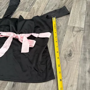 Princess Polly Coquette black and pink satin bow top thumbnail 4