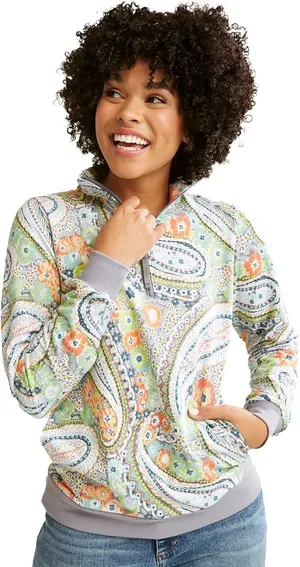 Vera Bradley French Terry Fleece Floral and Paisley Pullover thumbnail 1