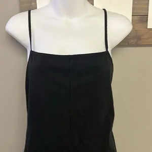 ZARA Black Pull-On Spaghetti Strap Cotton Romper w/ Attached Belt Straps- Large thumbnail 2