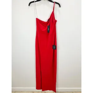 Lulus Keeper of My Heart Red One-Shoulder Maxi Dress Formal Stretch XL NWT thumbnail 5