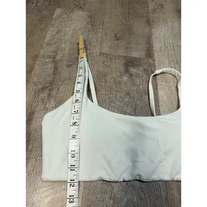 Crz Yoga Women Cream White Athletic Sports Bra Scoop Neck Workout Top thumbnail 4