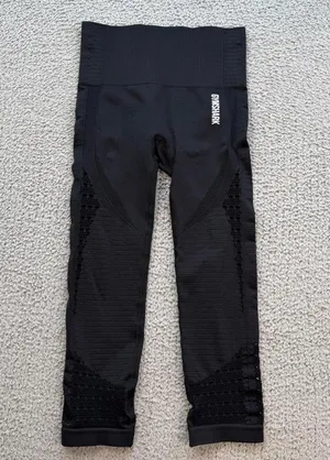 Gymshark Leggings Womens XS Black Seamless High Waisted Cropped Athletic Workout thumbnail 1