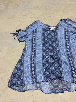 Ariat Blue Patterned Short Sleeve Top xl thumbnail 2